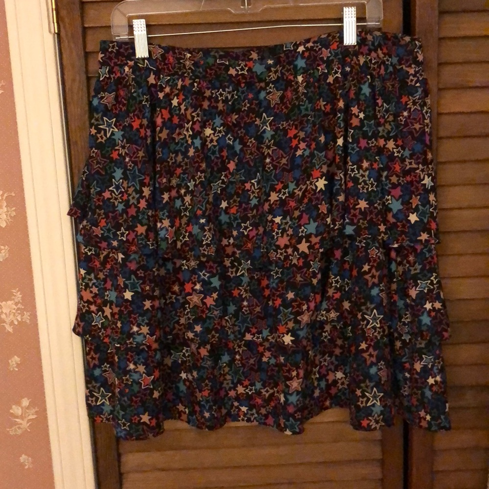 J. Crew Star Print Navy Tiered Skirt NWT